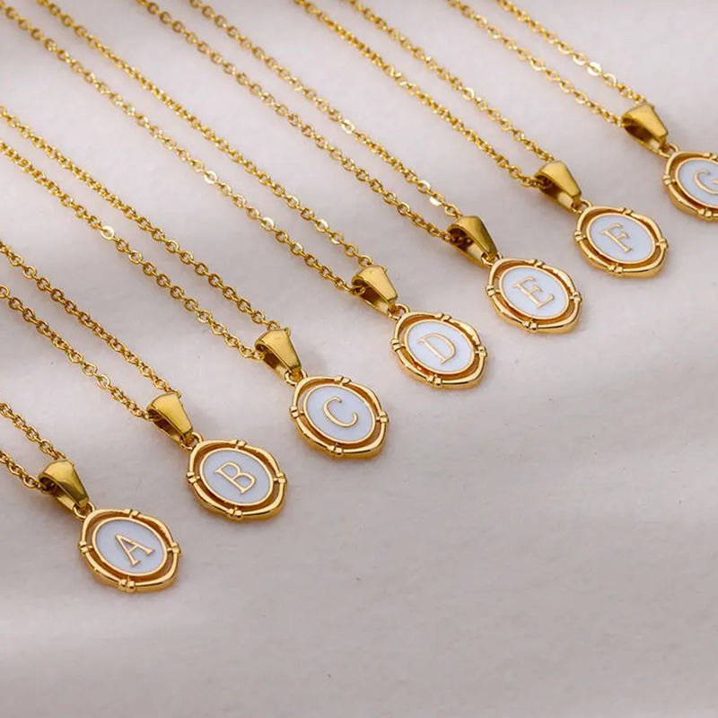 Birth Flower Necklace - A-Z Letter Initial Emaille Ketting Voor
