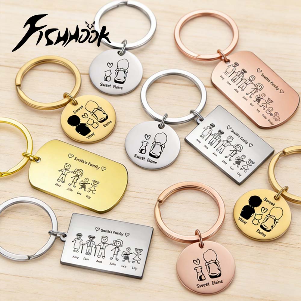 Initial Ring Custom - Familie gepersonaliseerde sleutelhanger Aangepaste naam sleutelhanger
