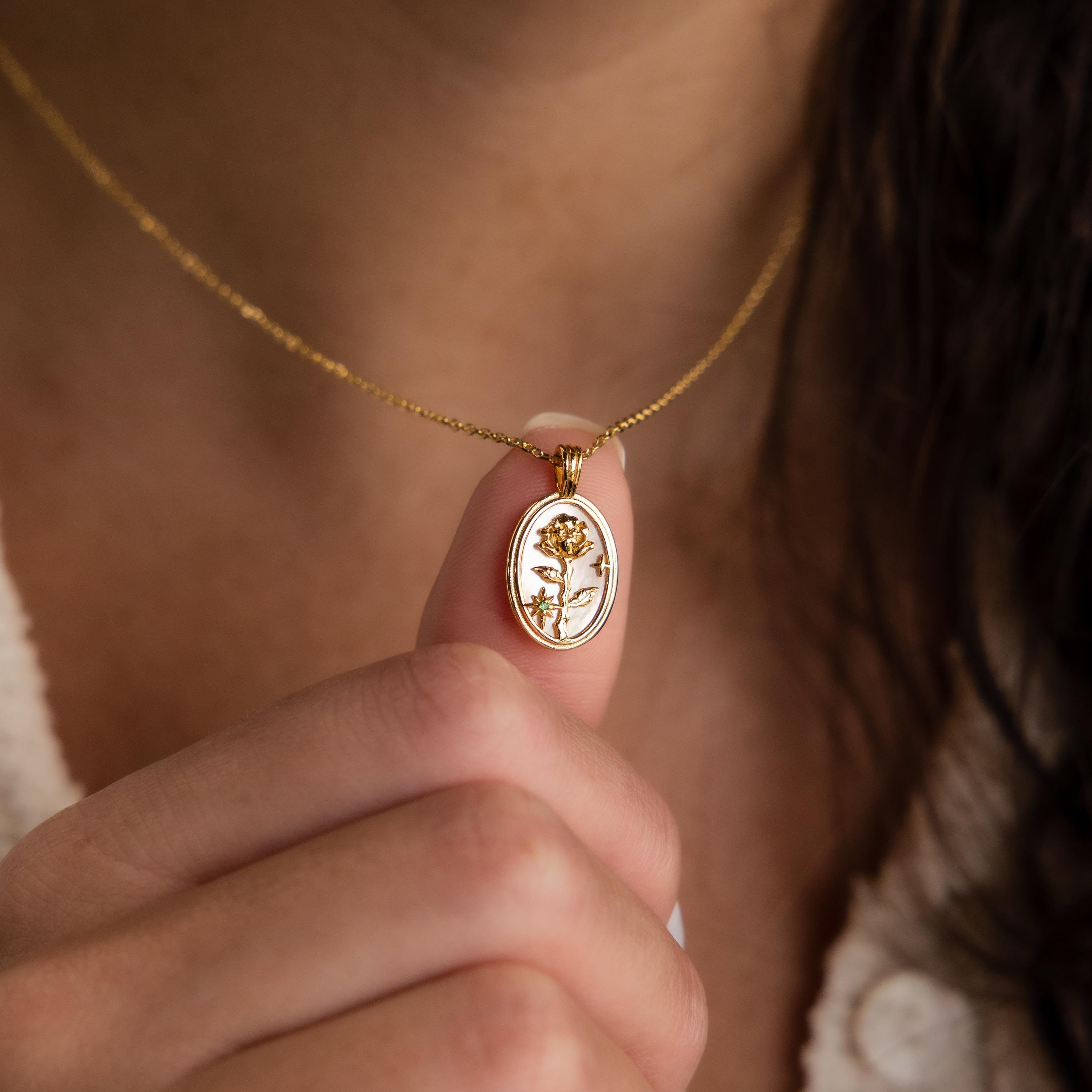 Birth Flower Necklace - Dames roestvrijstalen bloem hanger ketting december