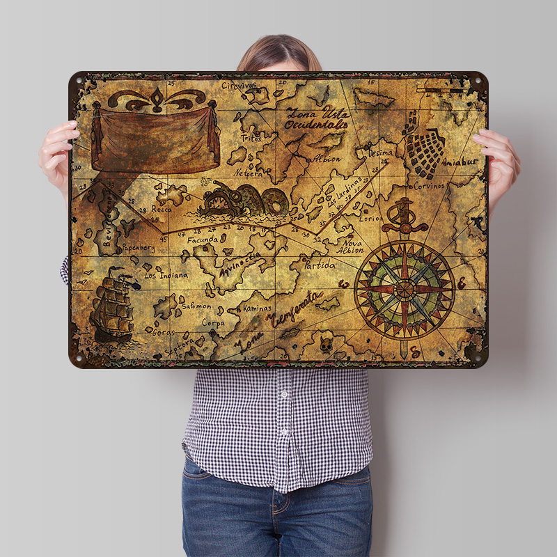 Vintage wereldkaart geprinte p - Custom Map Poster recensie en prijs